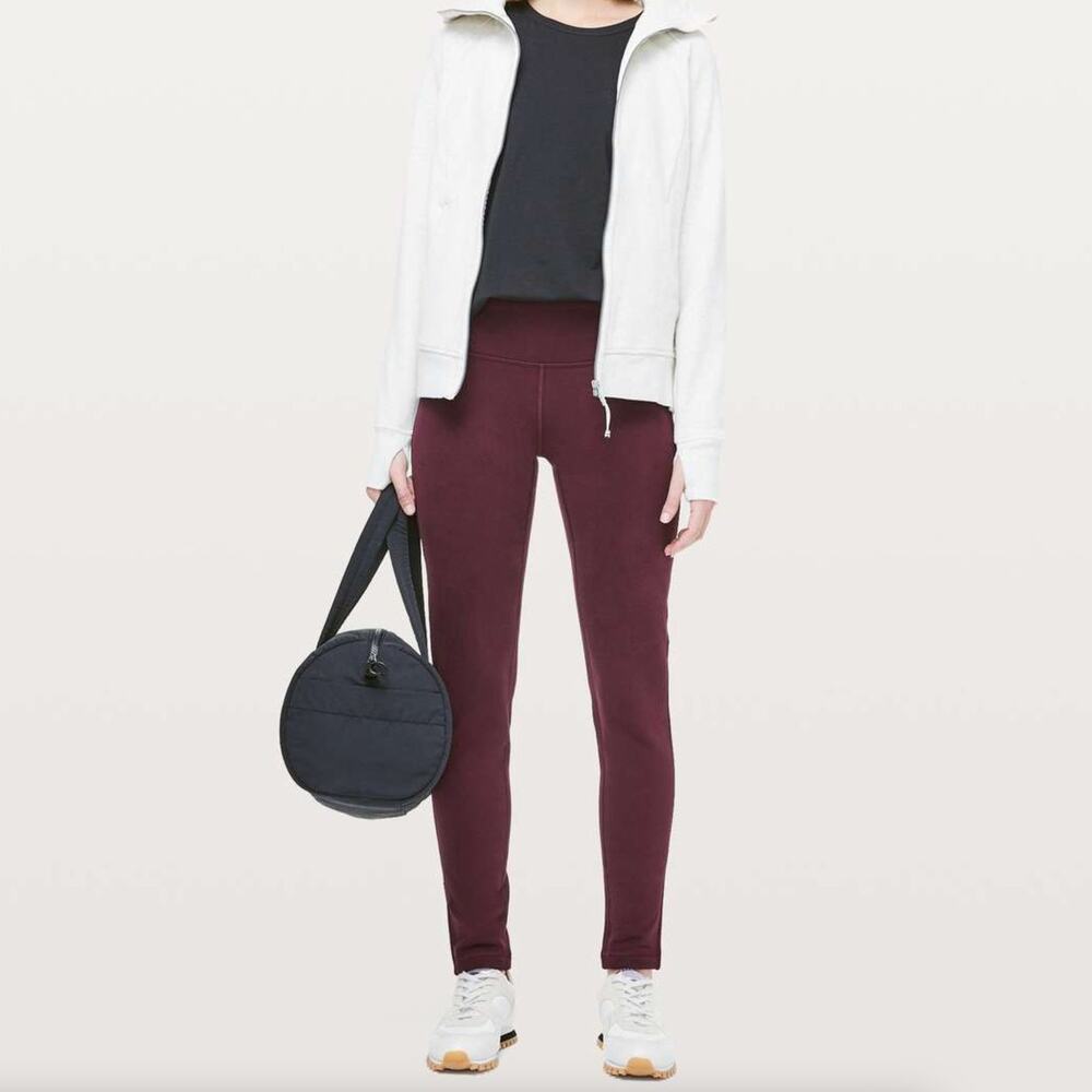 LULULEMON Wunder Lounge Pant *30" Dark Adobe Maroon Fleece Lined {3B14}